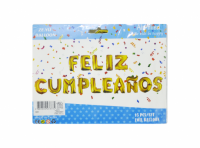 Imagen miniatura de GLOBO METALIZADO, CUMPLEANOS LETRAS \"FELIZ CUMPLEANOS\", DORADO 40CM, 16\" (DS)