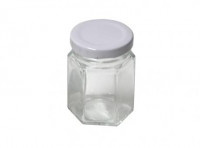 Imagen miniatura de FRASCO VIDRIO EXAGONAL 100 ML BGP-85 TAPA BLANCA (In)