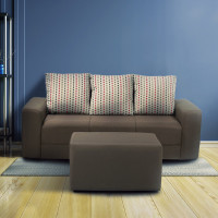 Imagen miniatura de SOFA ENCANTO NOGAL C/ PUFF COLOR MARRON 3 CUERPOS