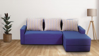 Imagen miniatura de SOFA DELEITE NOGAL ESQUINERO COLOR AZUL 3 CUERPOS